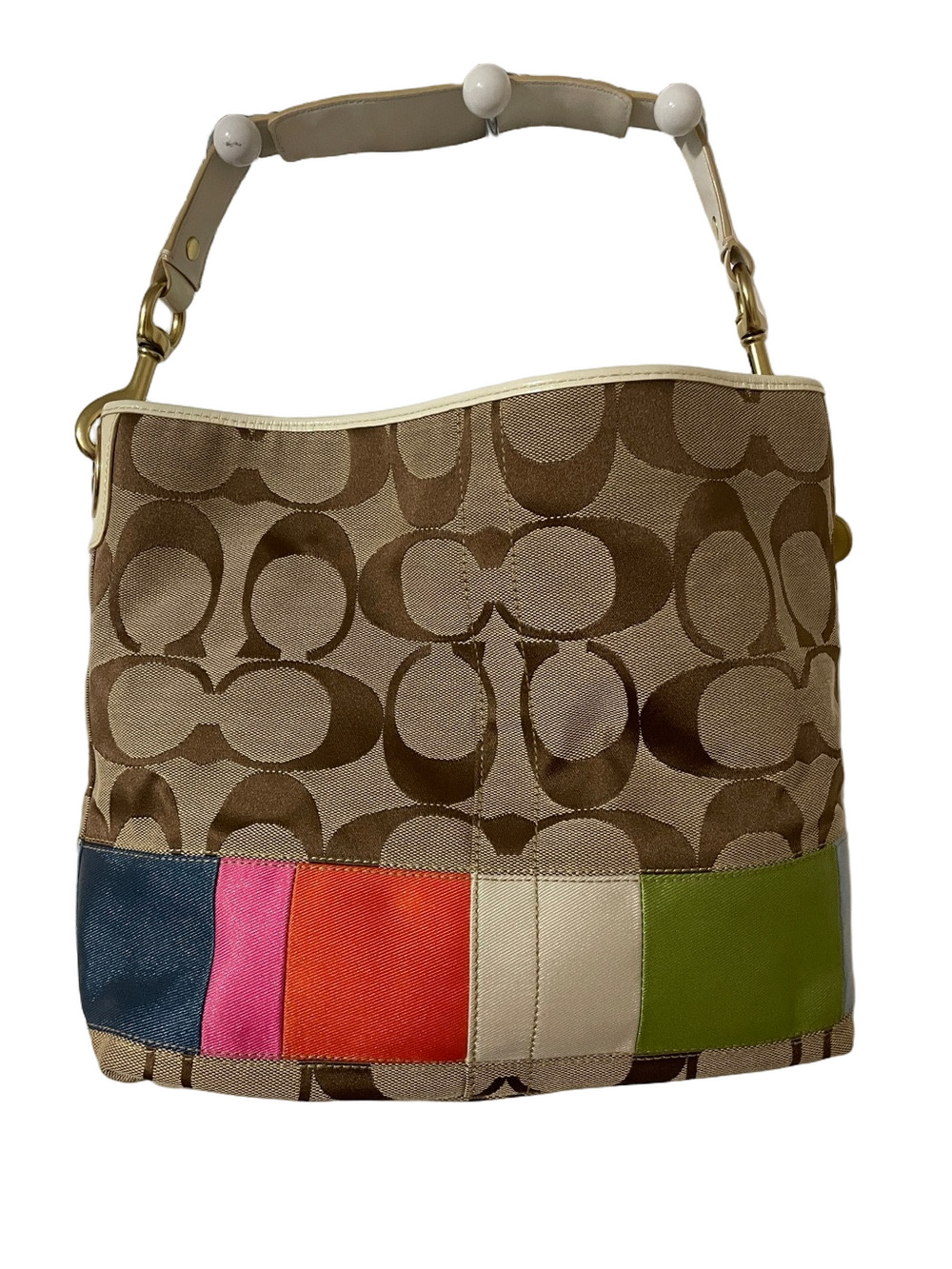 Y2K Coach Signature Hobo with Multicolour Block Trim Shoulder Bag A0768-10858